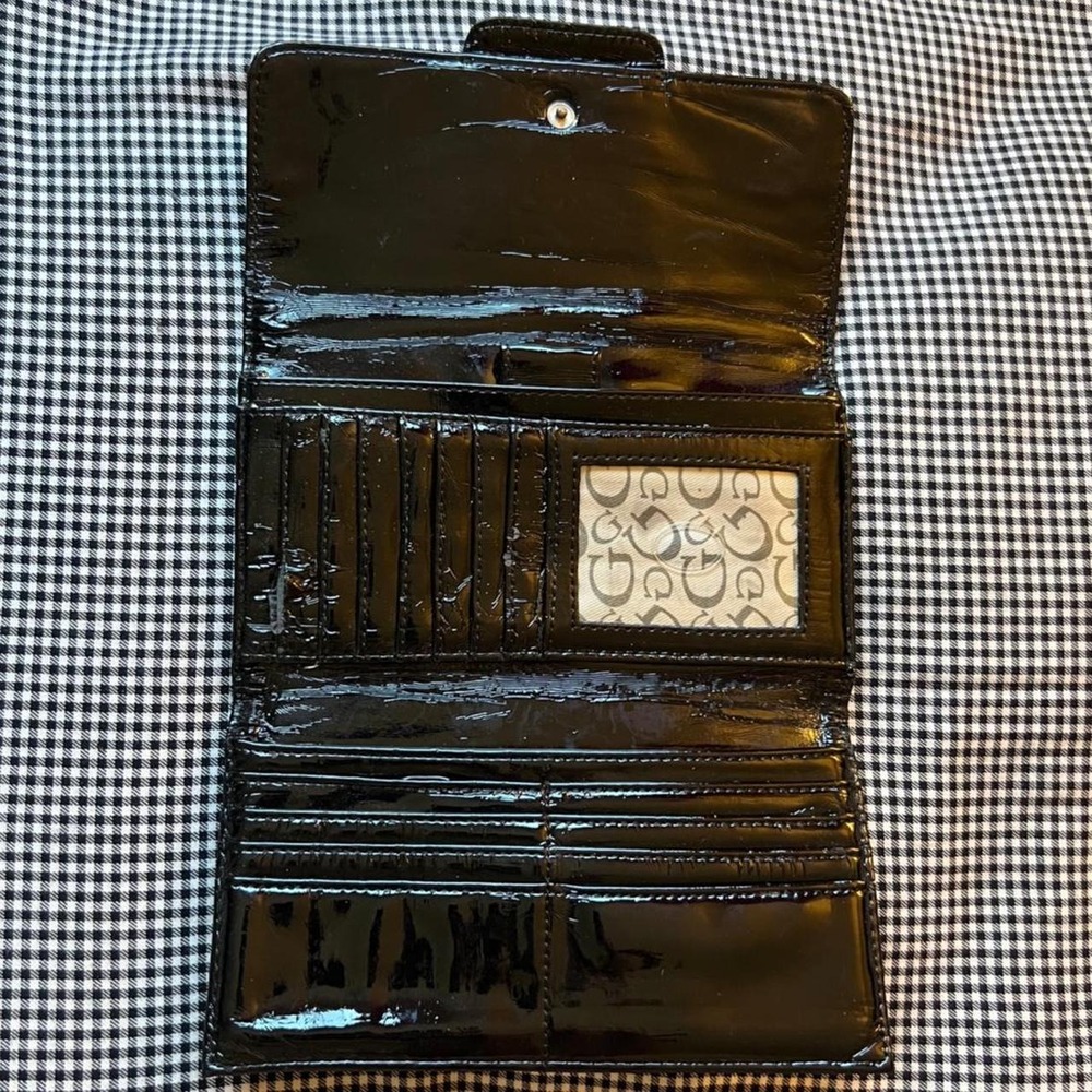 GUESS Patent Monogram Rhinestone Wallet - Picture 5 of 6
